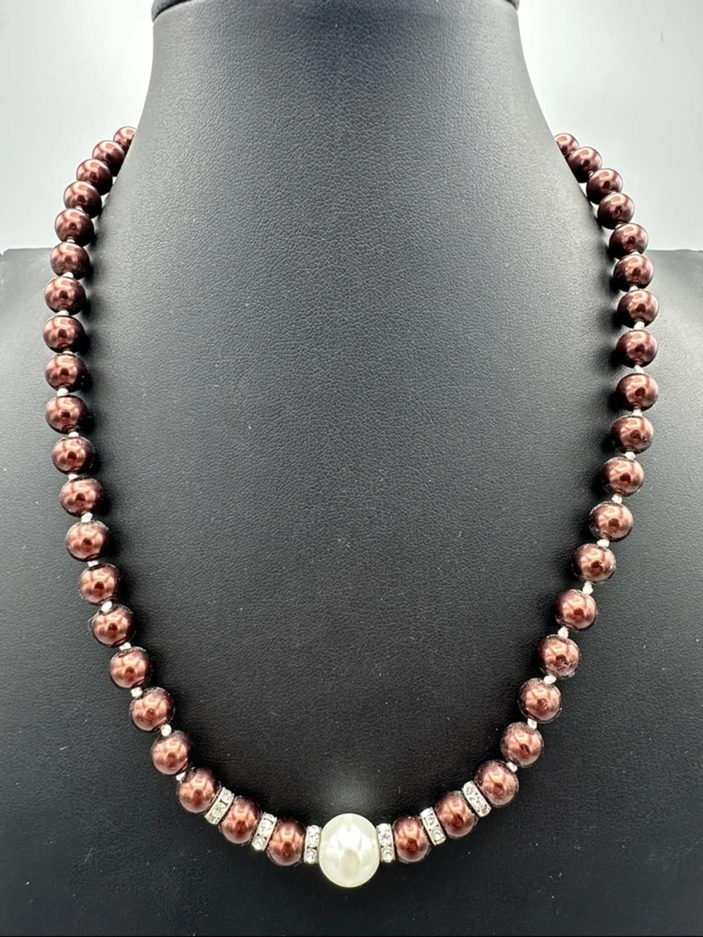 Pearl Accent Brown Beaded Necklace